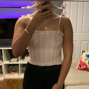 Gianni Bini Ribbed Bow Sleeve Crop Top